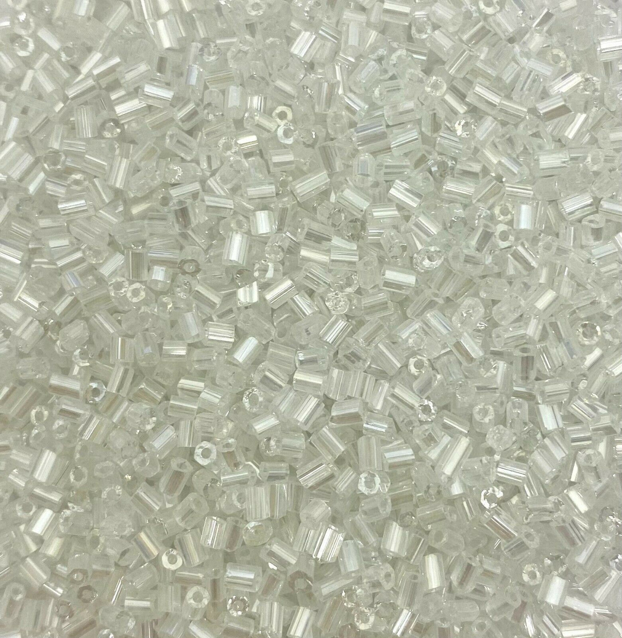 50g glass HEX seed beads - Clear Transparent Lustred - size 11/0 (approx 2mm)