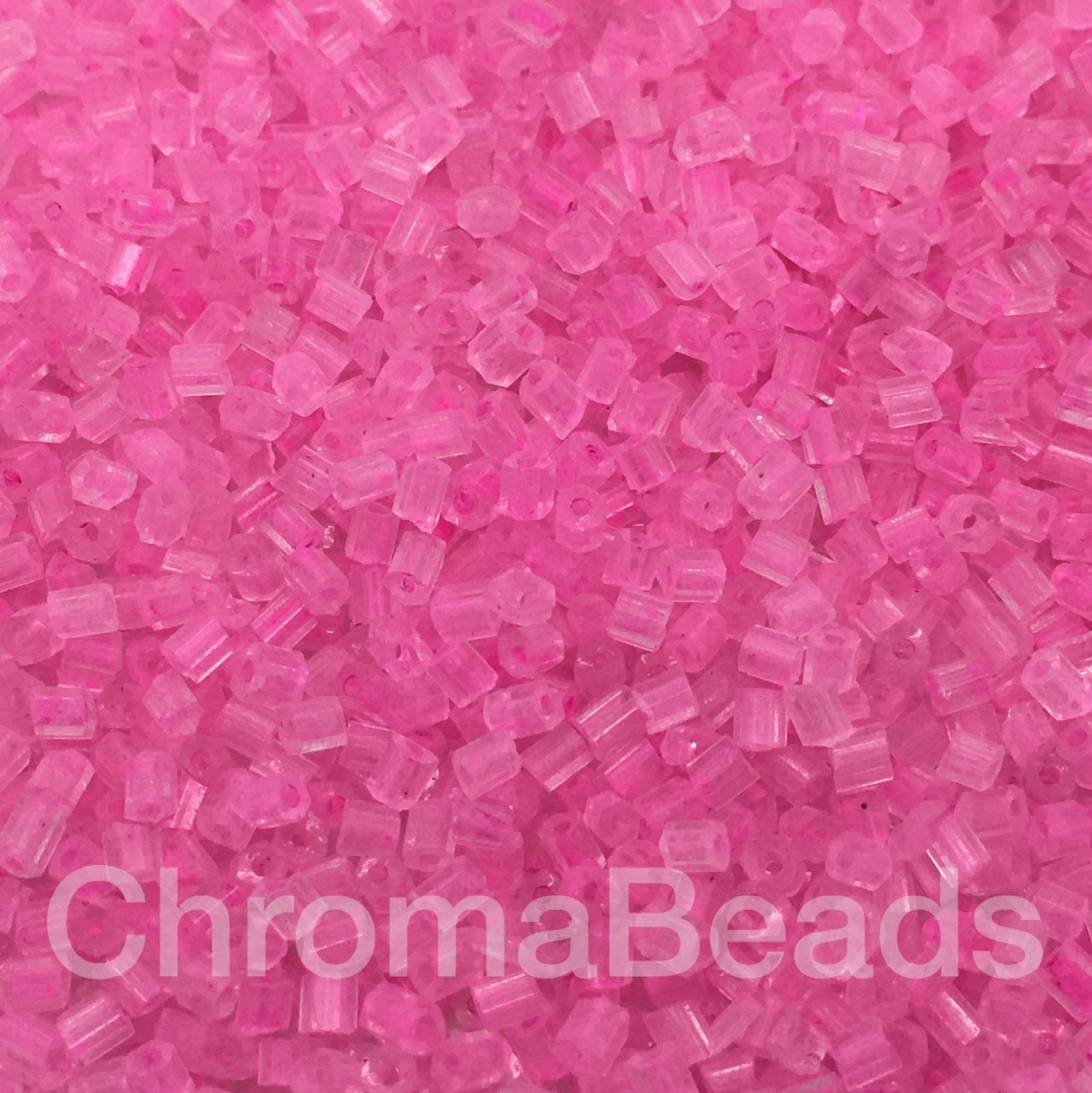 50g glass HEX seed beads - Candy Pink Inside - size 11/0 (approx 2mm)