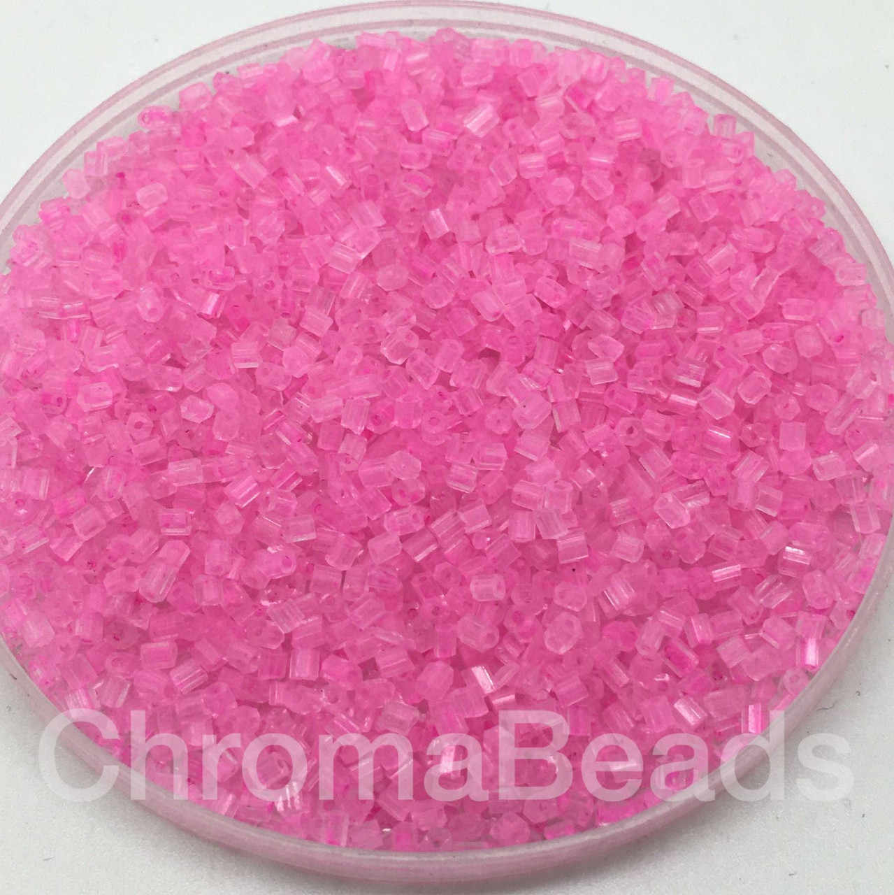 50g glass HEX seed beads - Candy Pink Inside - size 11/0 (approx 2mm)