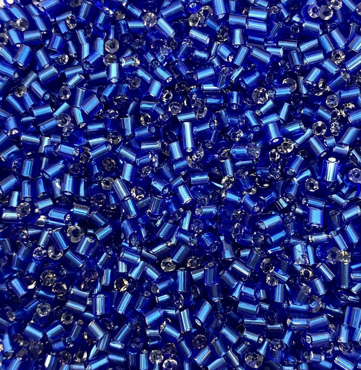 50g glass HEX seed beads - Deep Blue Silver-Lined, size 11/0 (approx 2mm)