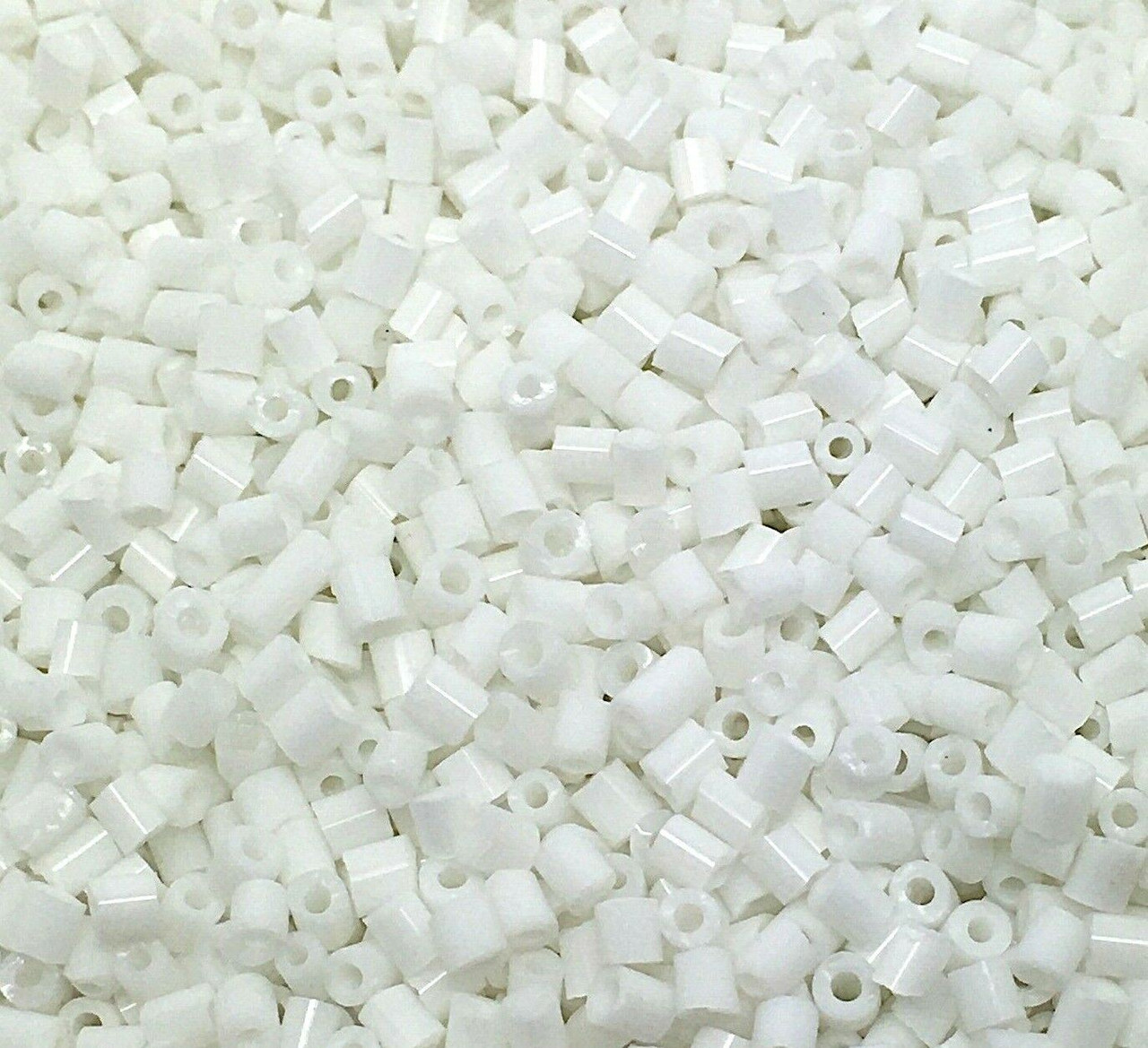 50g glass HEX seed beads - White Opaque - size 11/0 (approx 2mm)