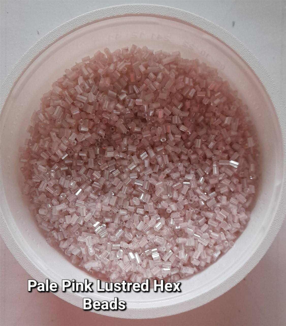 50g glass HEX seed beads - Pale Pink Lustred - size 11/0 (approx 2mm)