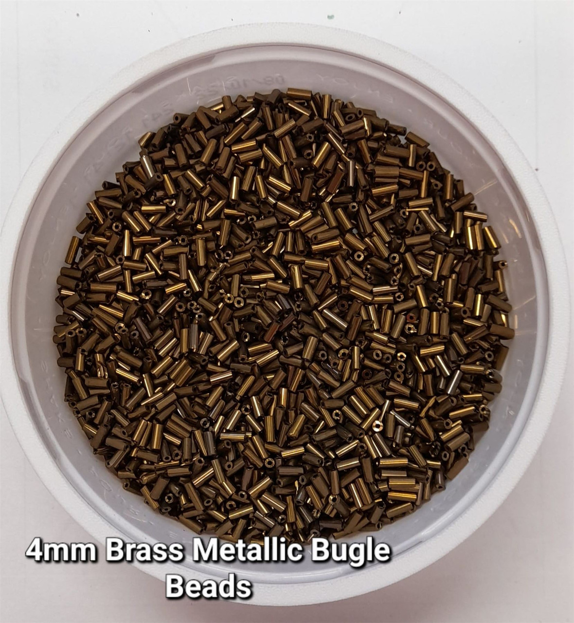 50g glass bugle beads - Brass Metallic - approx 4mm