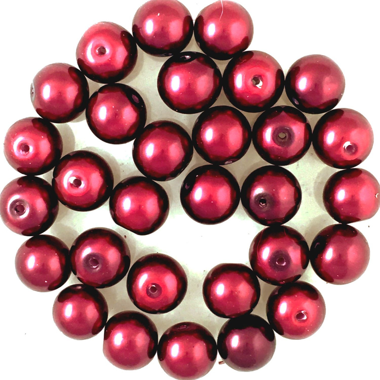 Burgundy 10mm Glass Pearls