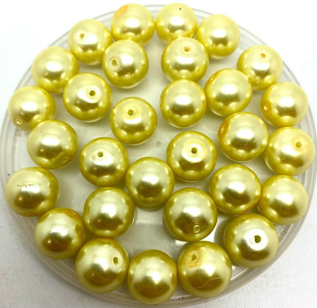 Pale Yellow 12mm Glass Pearls