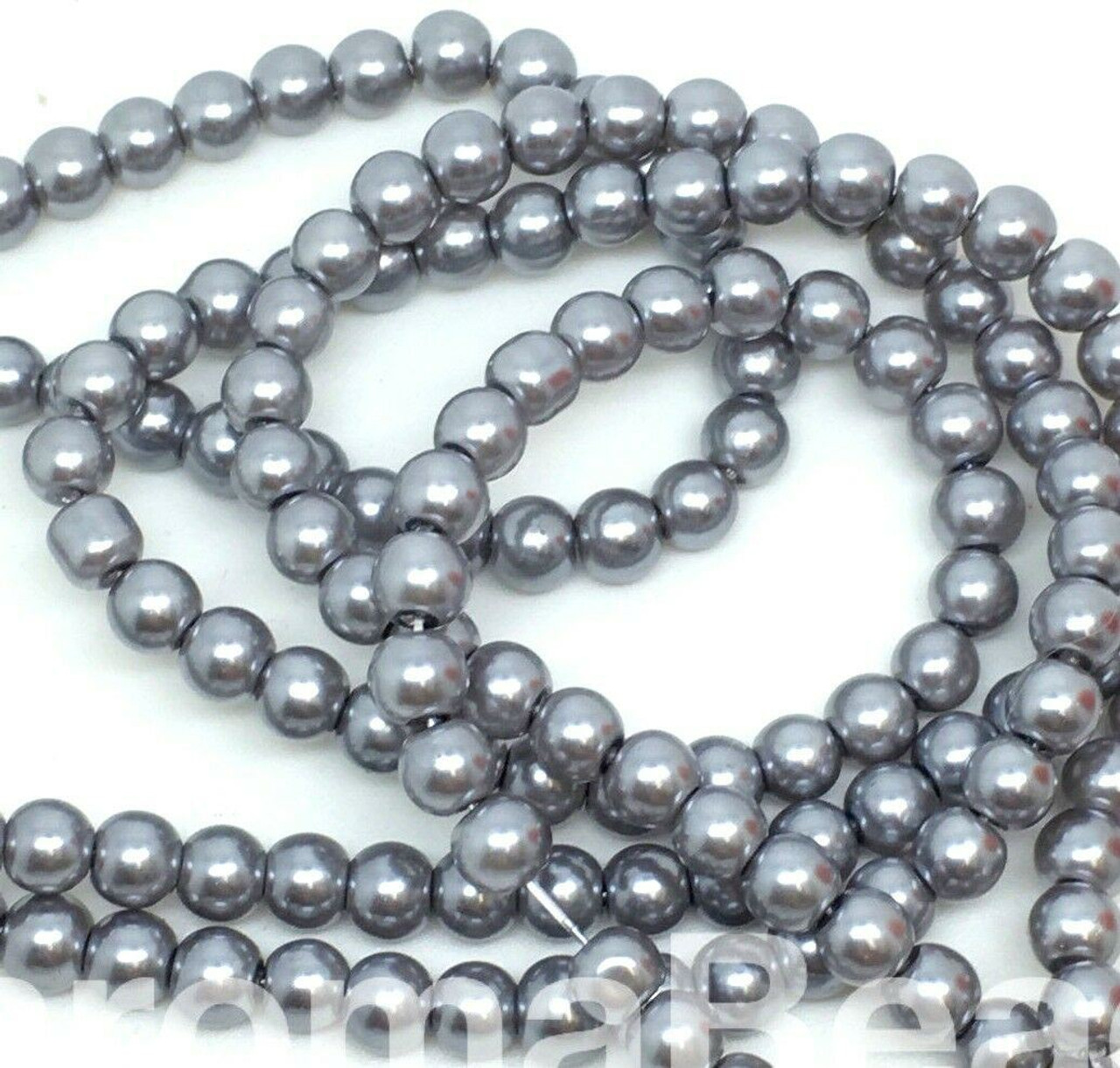 Steel Grey 8mm Glass Pearls