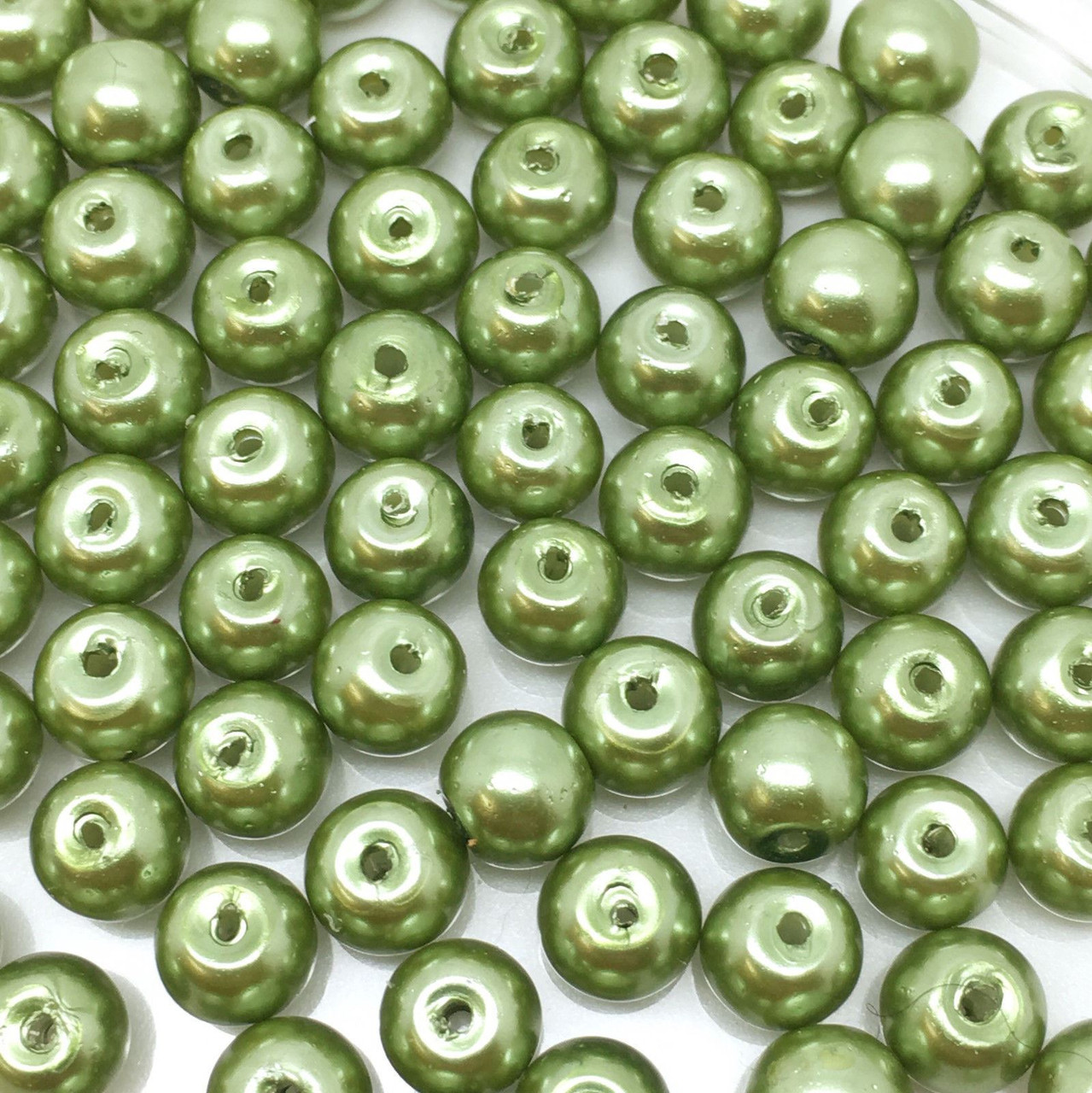 Green 4mm Glass Pearls