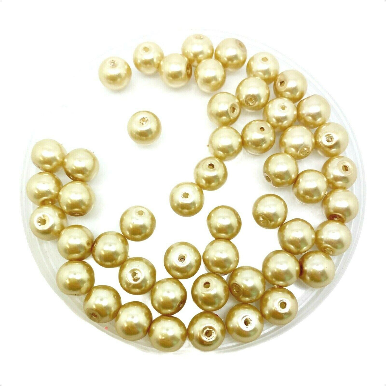 Champagne Gold 6mm Glass Pearls