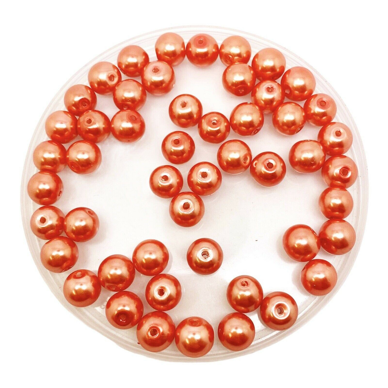 Coral 6mm Glass Pearls