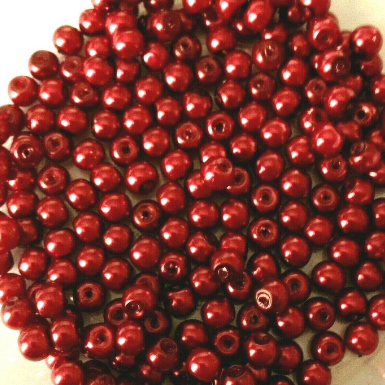 Dark Red 6mm Glass Pearls