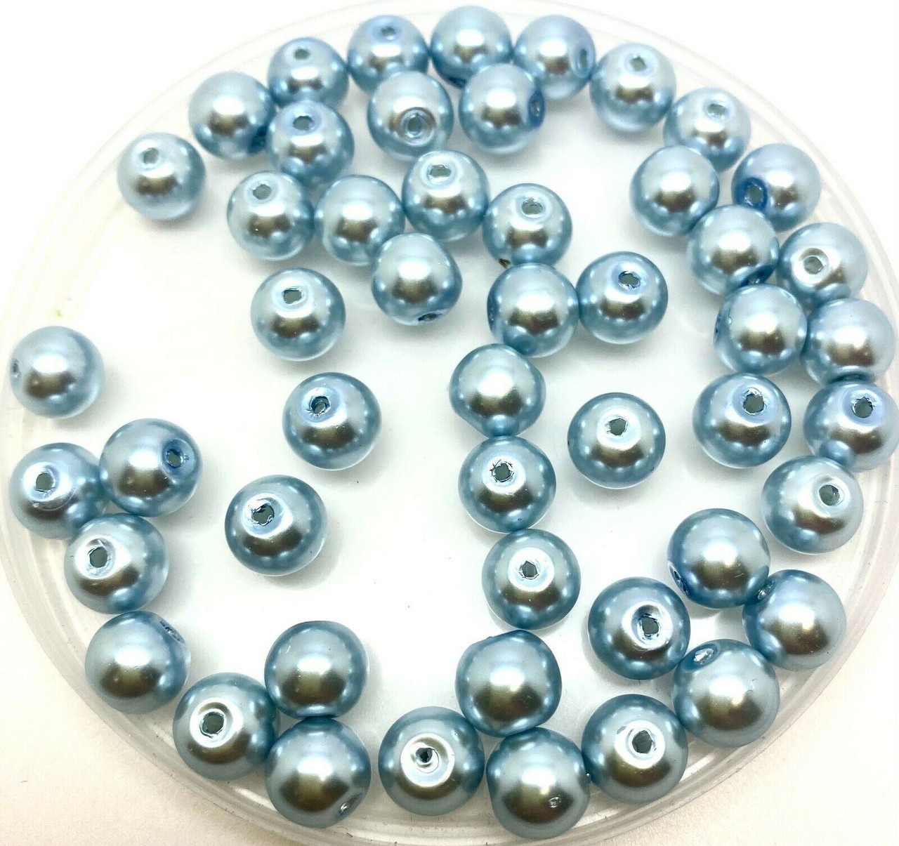 Ice Blue 6mm Glass Pearls