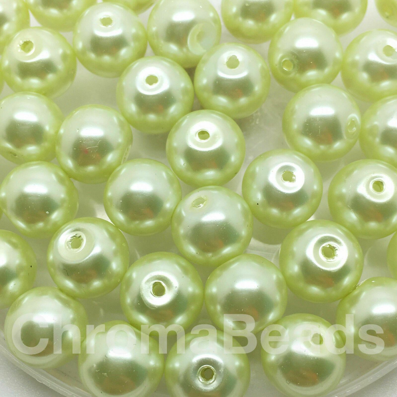 Pale Apple Green 6mm Glass Pearls