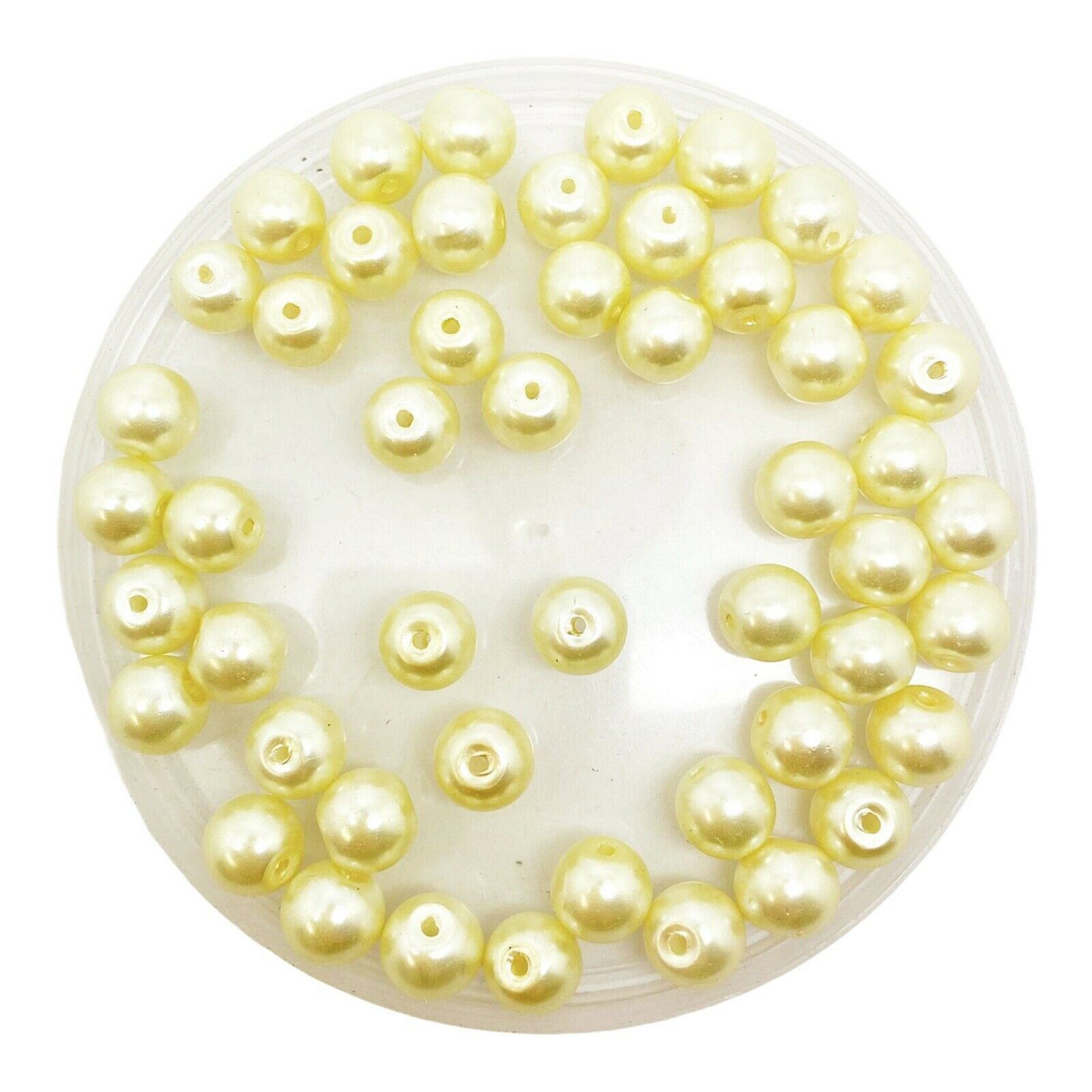 Pale Yellow 6mm Glass Pearls