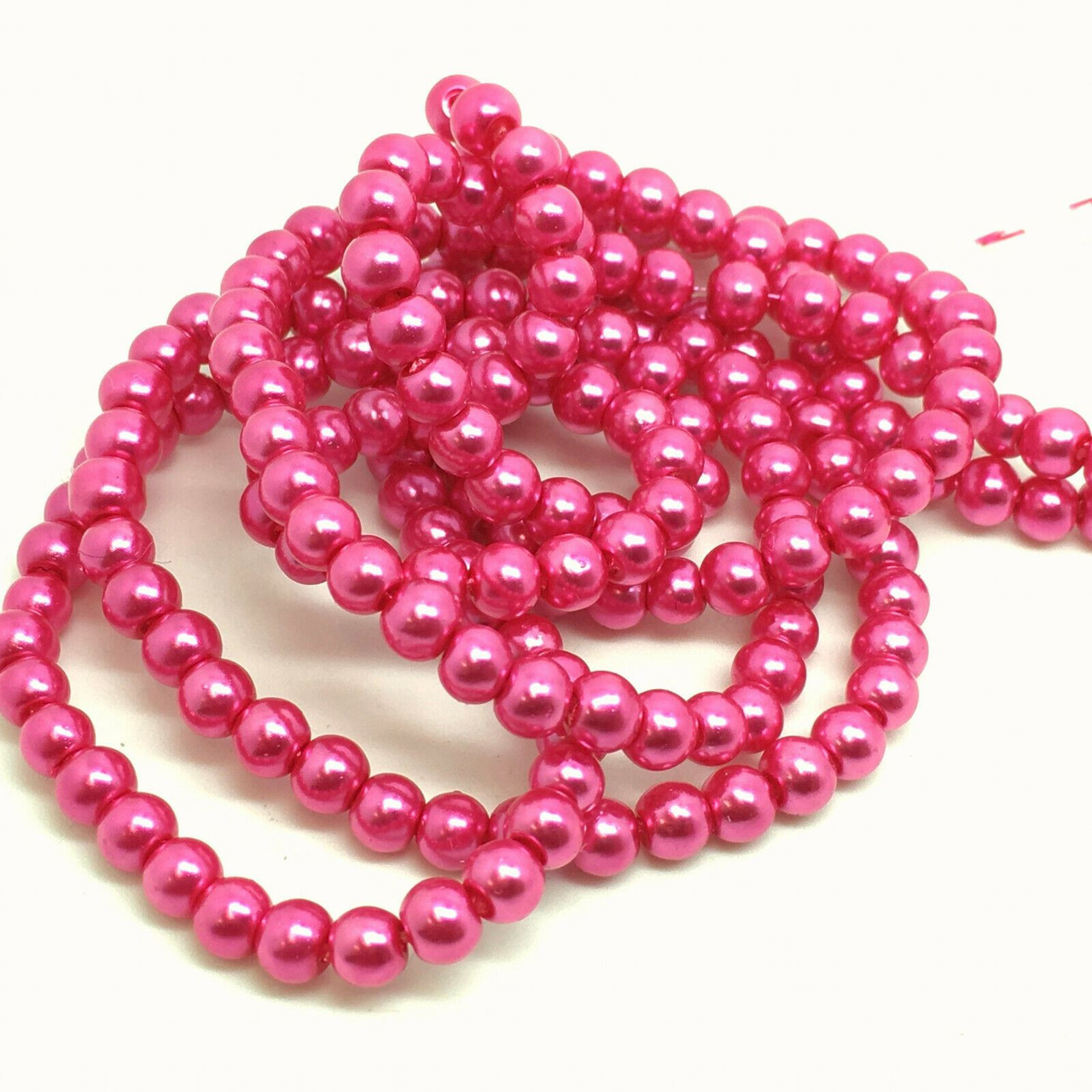 Bright Pink 4mm Glass Pearls