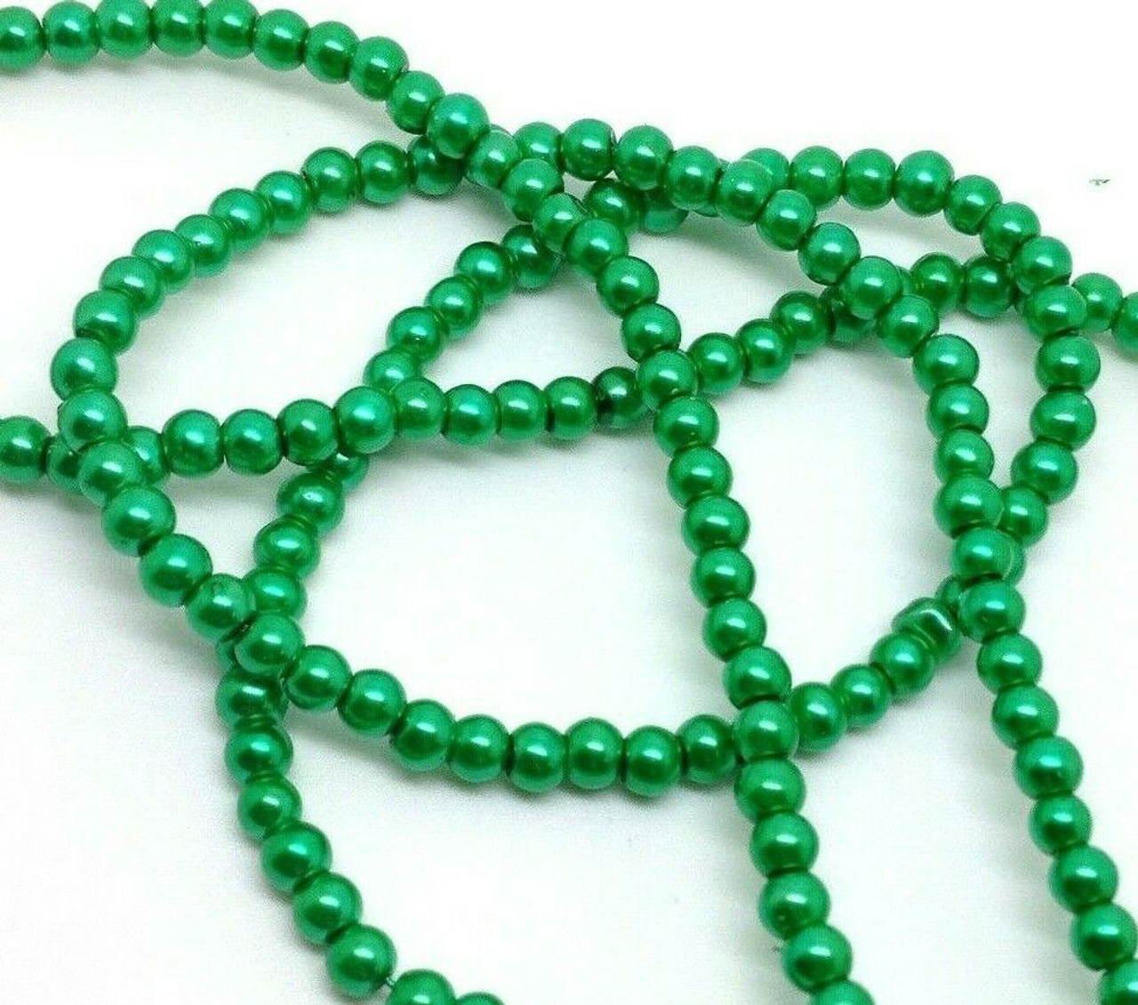 Emerald Green 4mm Glass Pearls