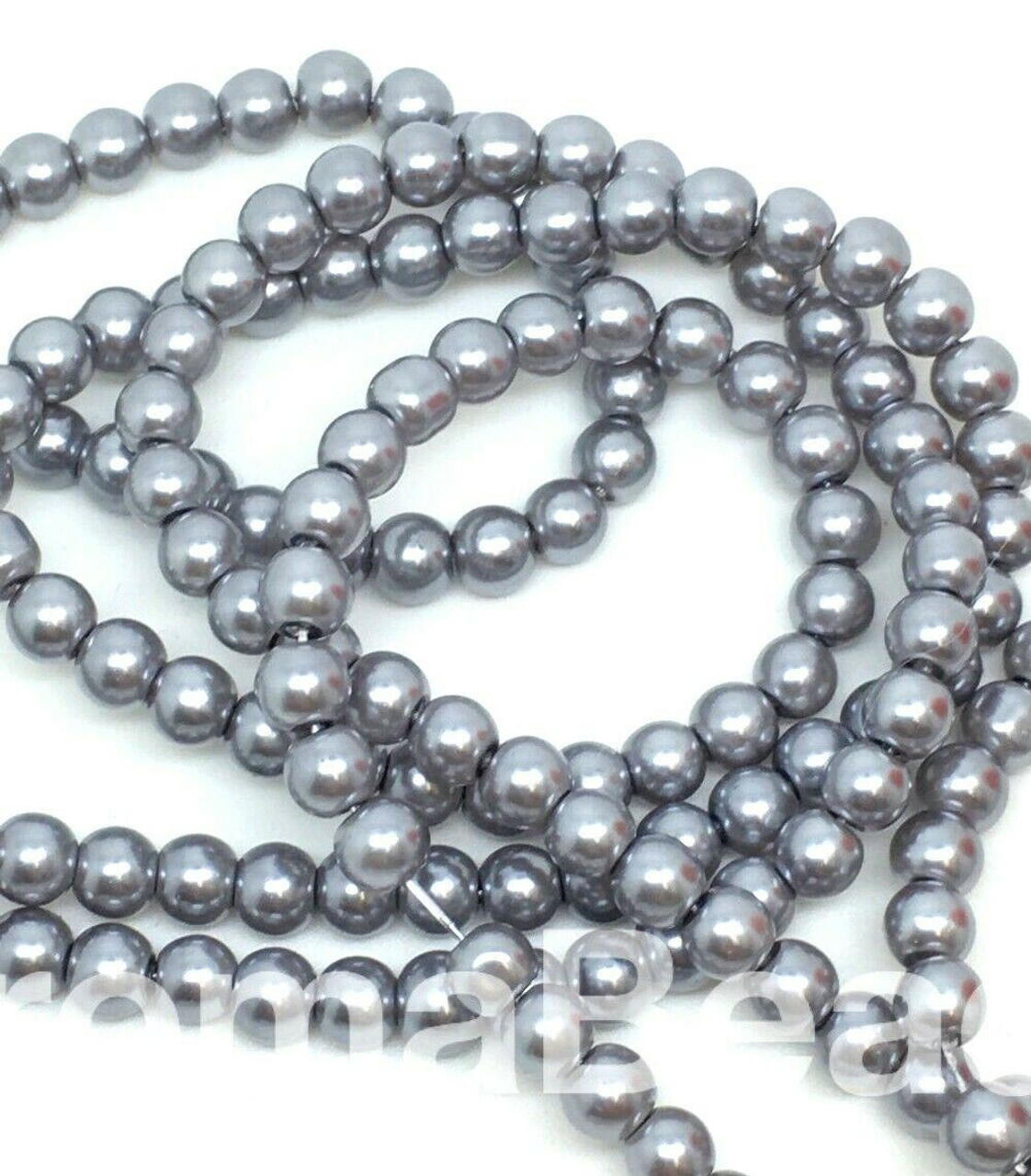 Steel Grey 4mm Glass Pearls
