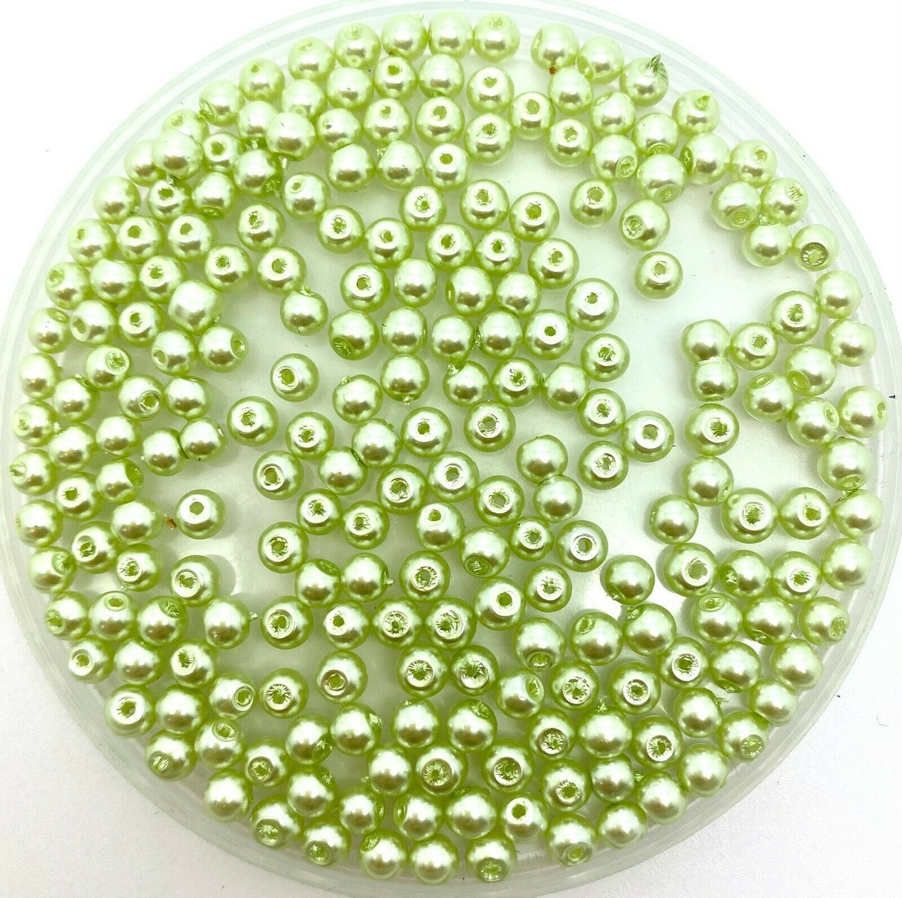 Pale Apple Green 4mm Glass Pearls