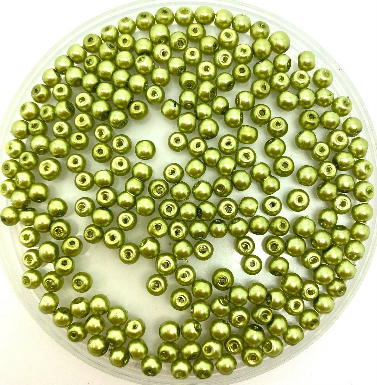 Olive Green 3mm Glass Pearls