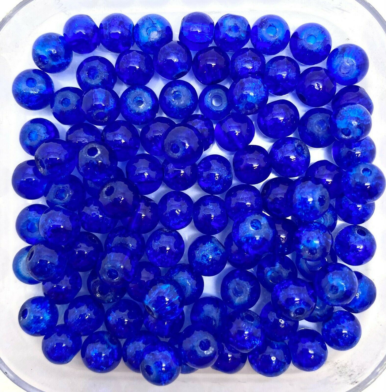 4mm Crackle Glass Beads - Blue, 200 beads