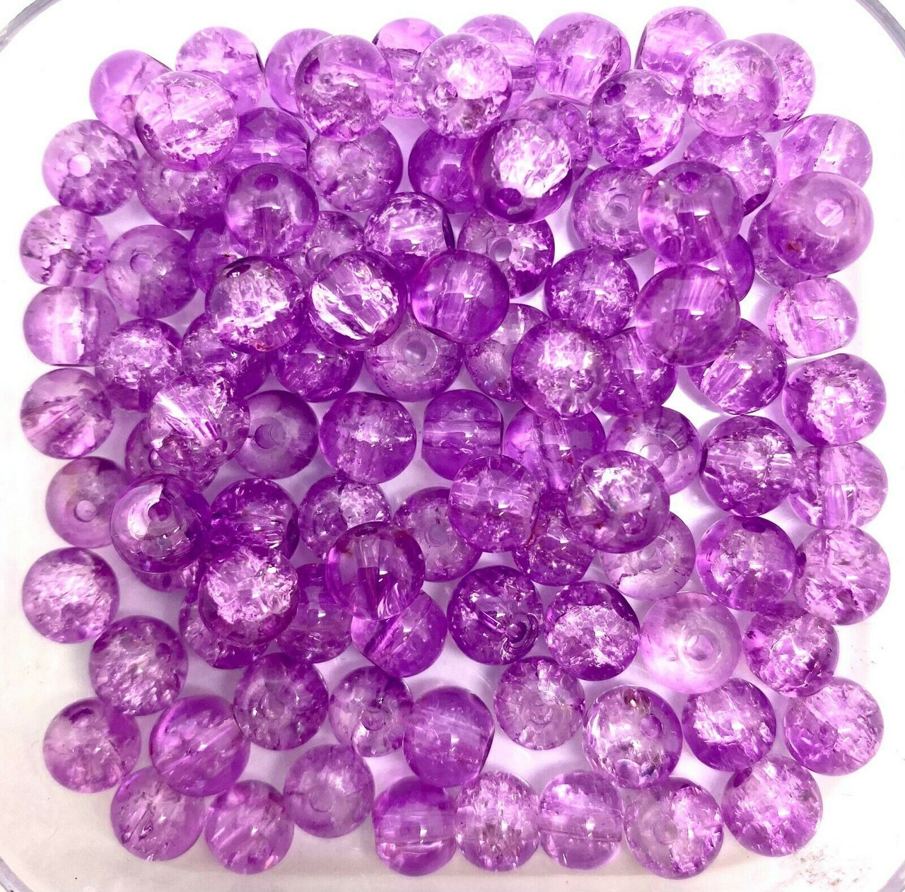 4mm Crackle Glass Beads - Mauve, 200 beads