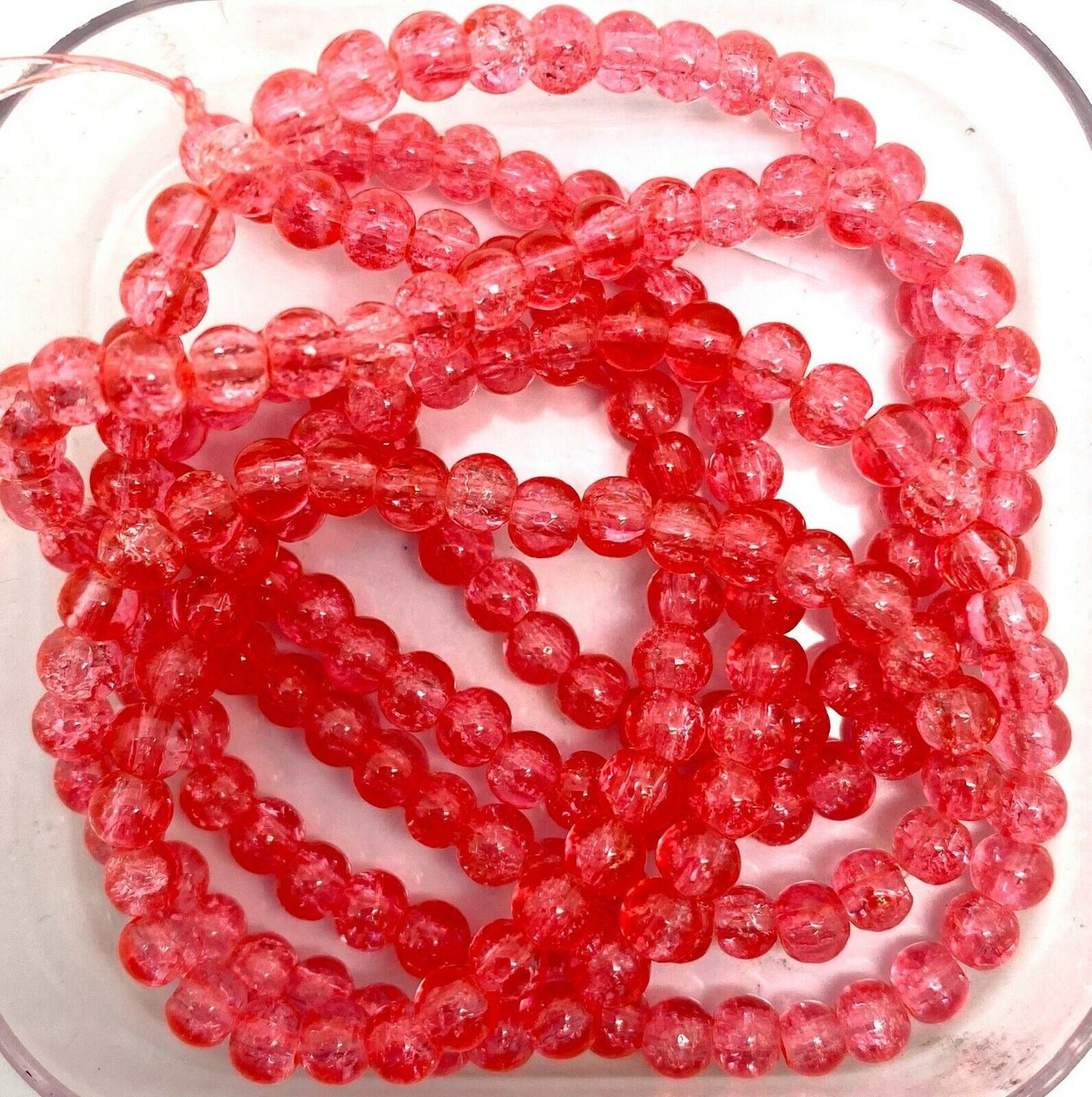4mm Crackle Glass Beads - Lobster Pink, 200 beads