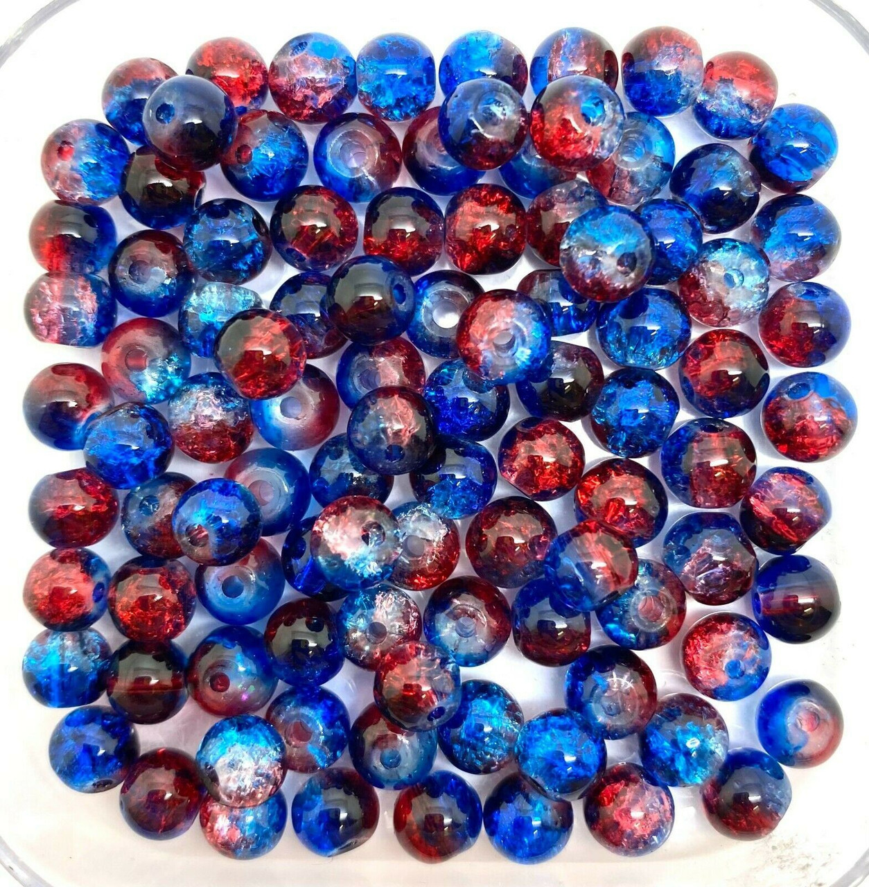 6mm Red Crackle Glass Beads