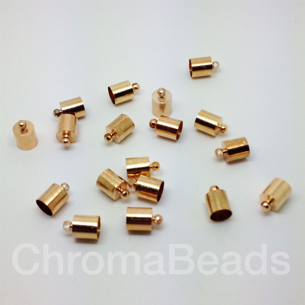 Brass Cord Ends 13mm x 9mm - Pack of 20, Golden Copper coloured