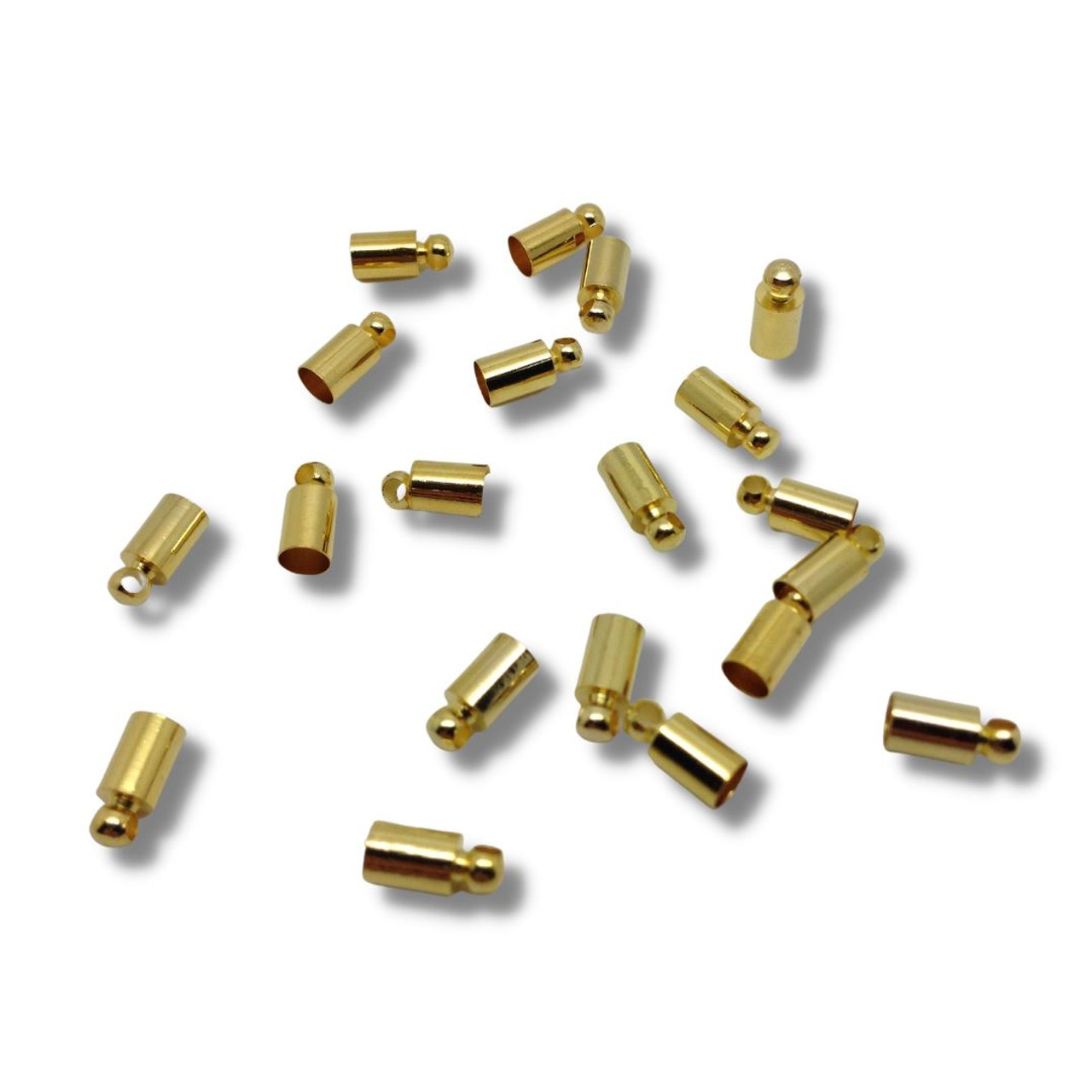 Brass Cord Ends 8mm x 4mm - Pack of 30, Gold coloured