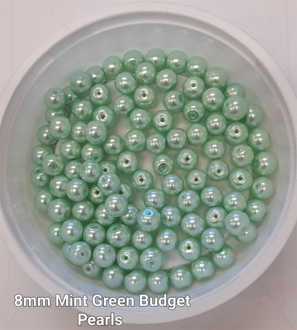 8mm budget Glass Pearls - Mint Green (100 beads)