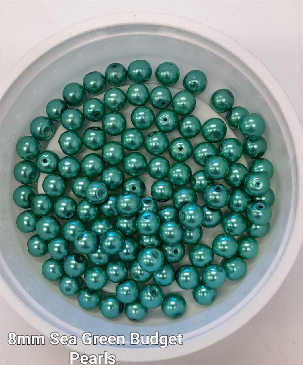 8mm budget Glass Pearls - Sea Green (100 beads)