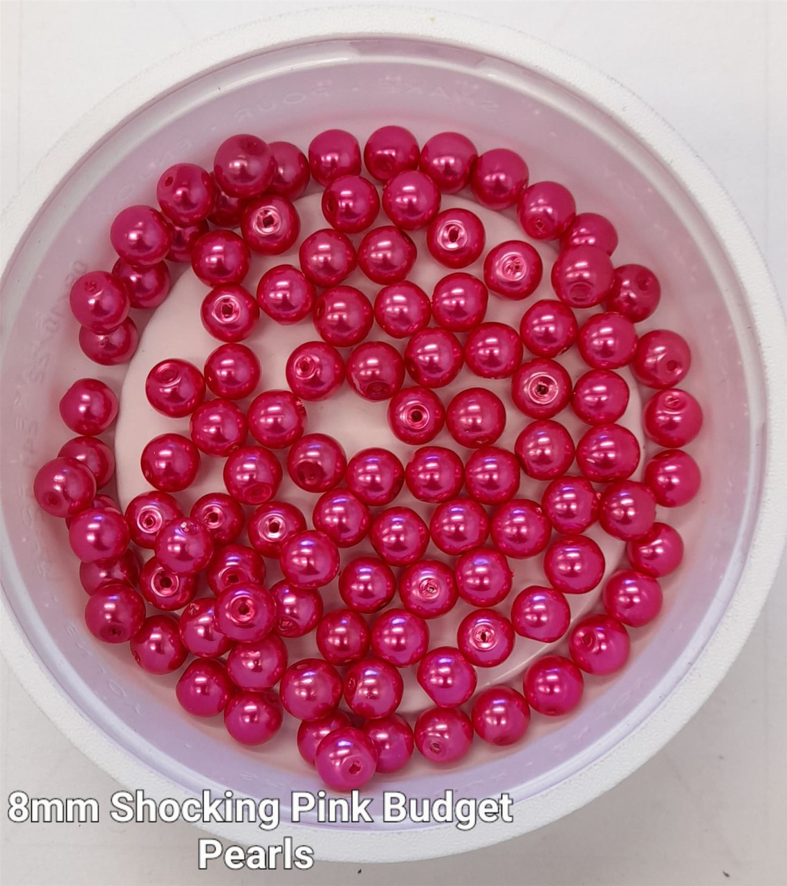 8mm budget Glass Pearls - Shocking Pink (100 beads)