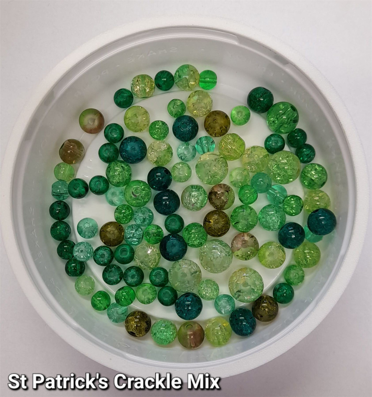 8mm Crackle Glass Beads - St Patricks Mix, 50 beads
