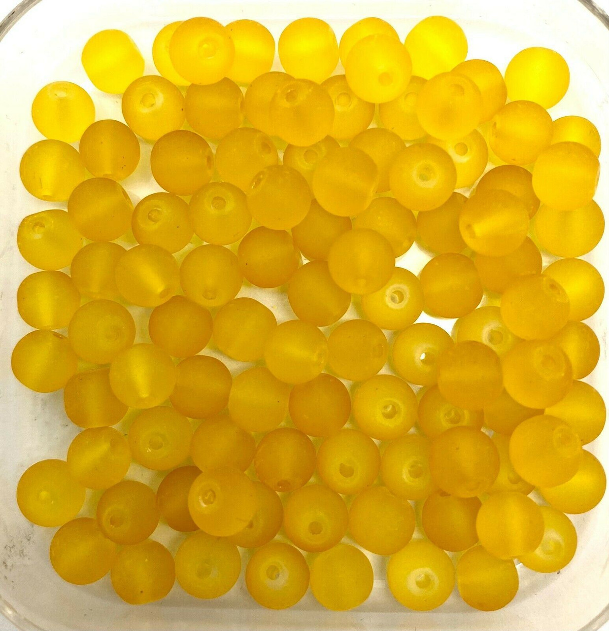 6mm Frosted Glass Beads - Tangerine, approx 100 beads