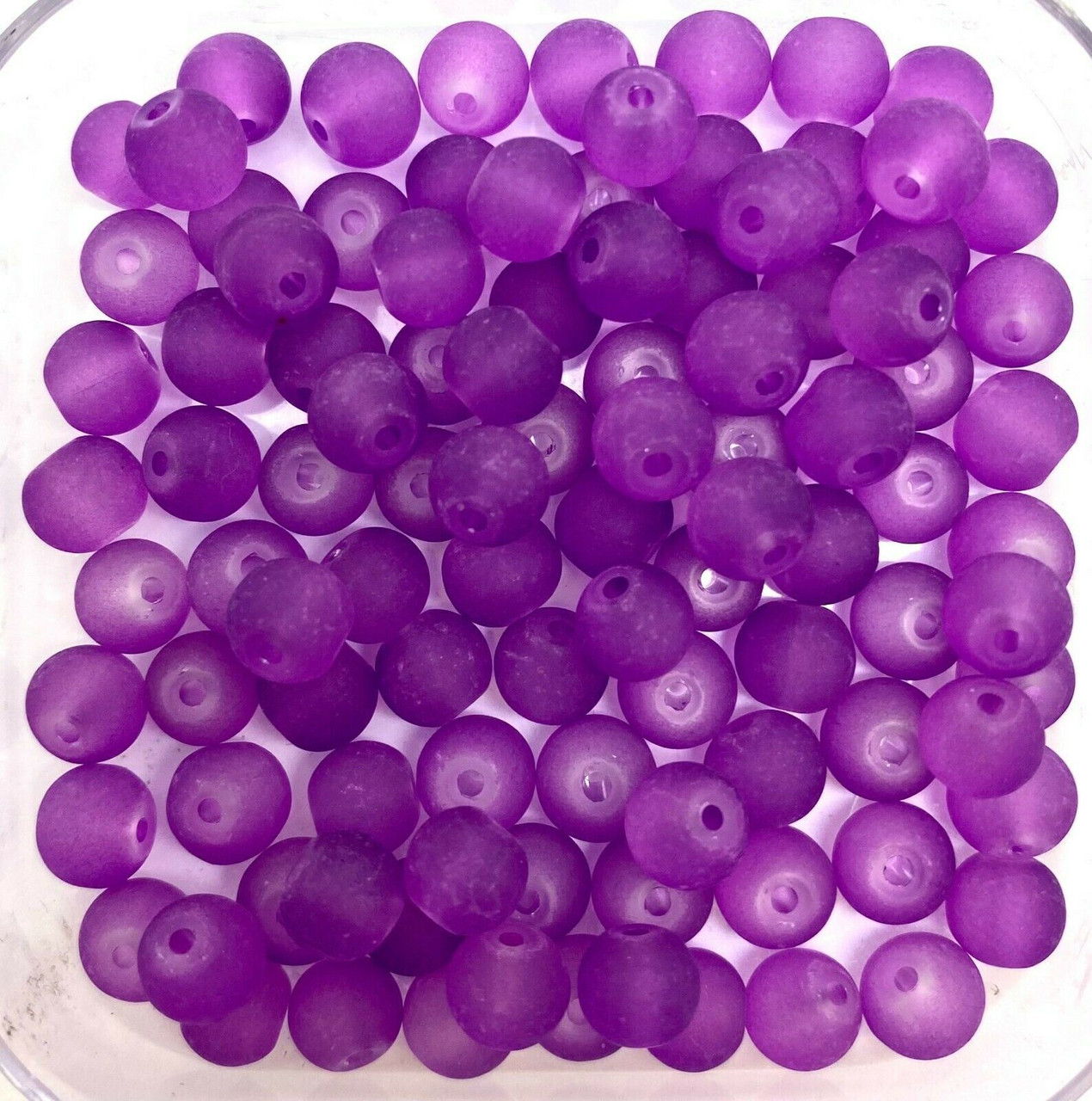 10mm Frosted Glass Beads - Mauve, approx 40 beads