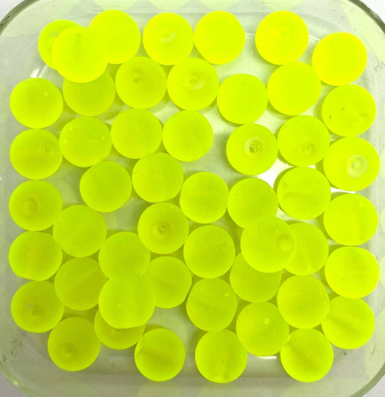 6mm Frosted Glass Beads - Bright Yellow, approx 100 beads