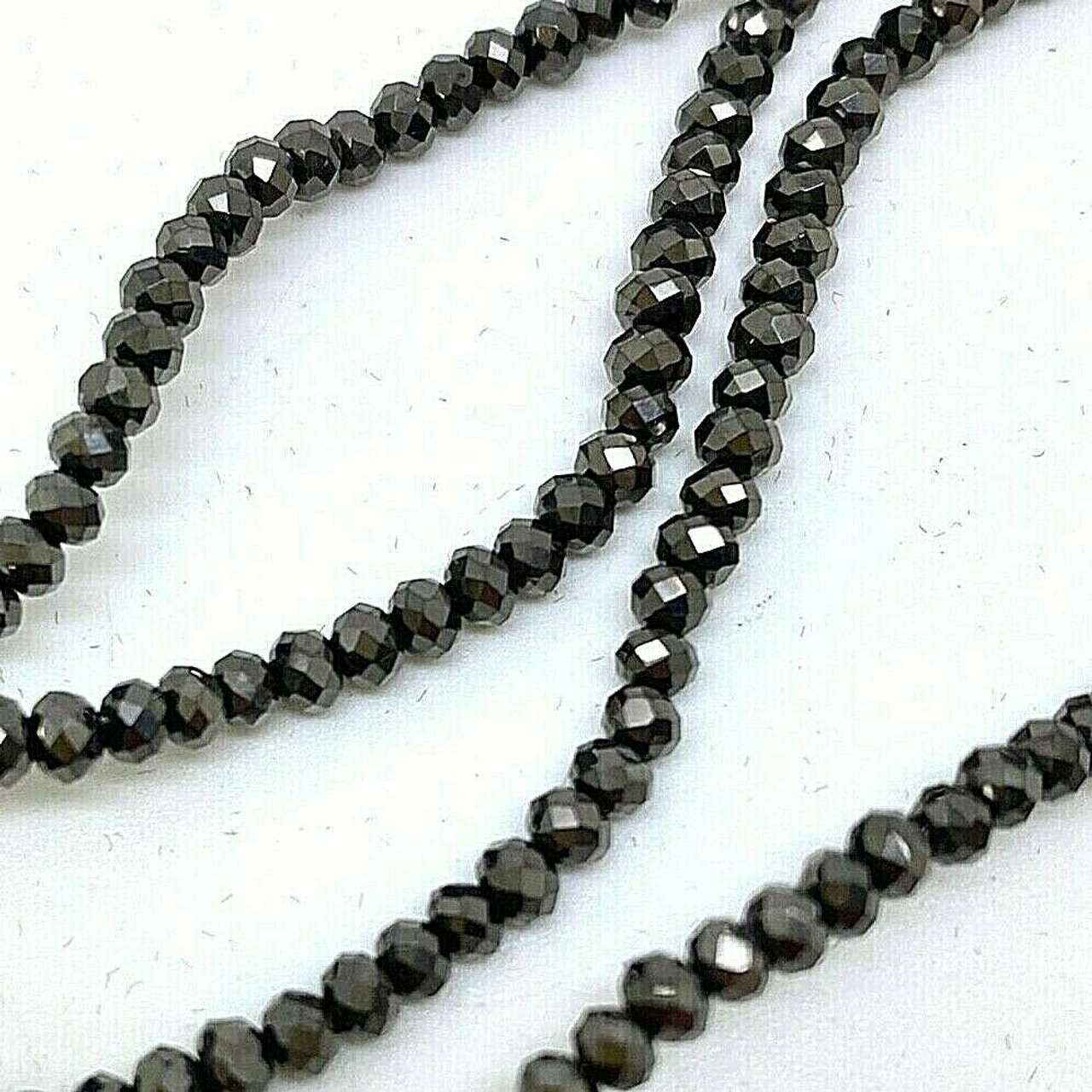 Gun Metal Metallic 3x2mm Faceted Glass Rondelles