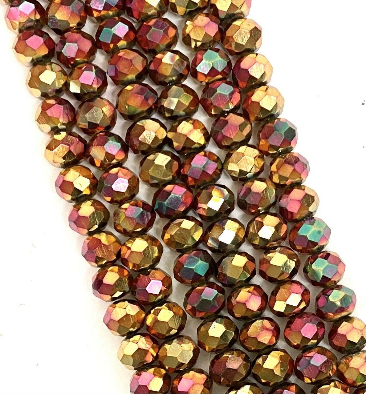 Rose Gold Metallic 3.5x2.5mm Faceted Glass Rondelles