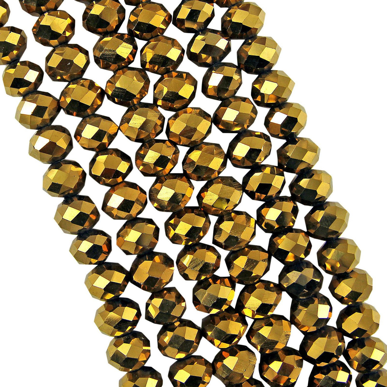 Gold Metallic 4x3mm Faceted Glass Rondelles