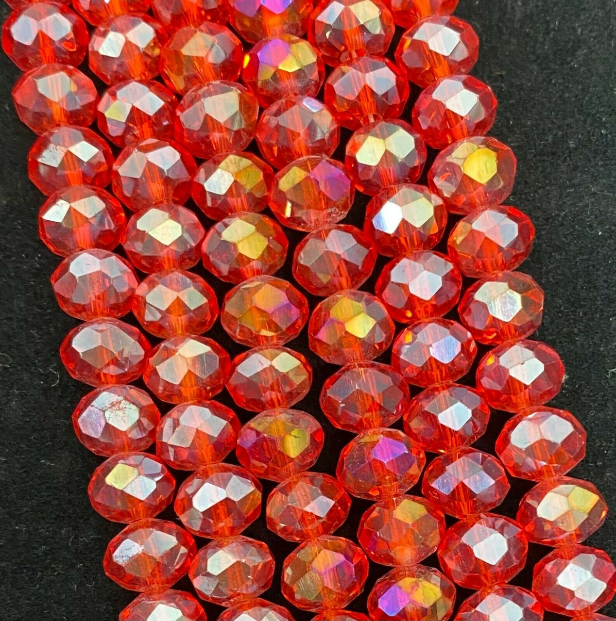 Red AB 10x8mm Faceted Glass Rondelles