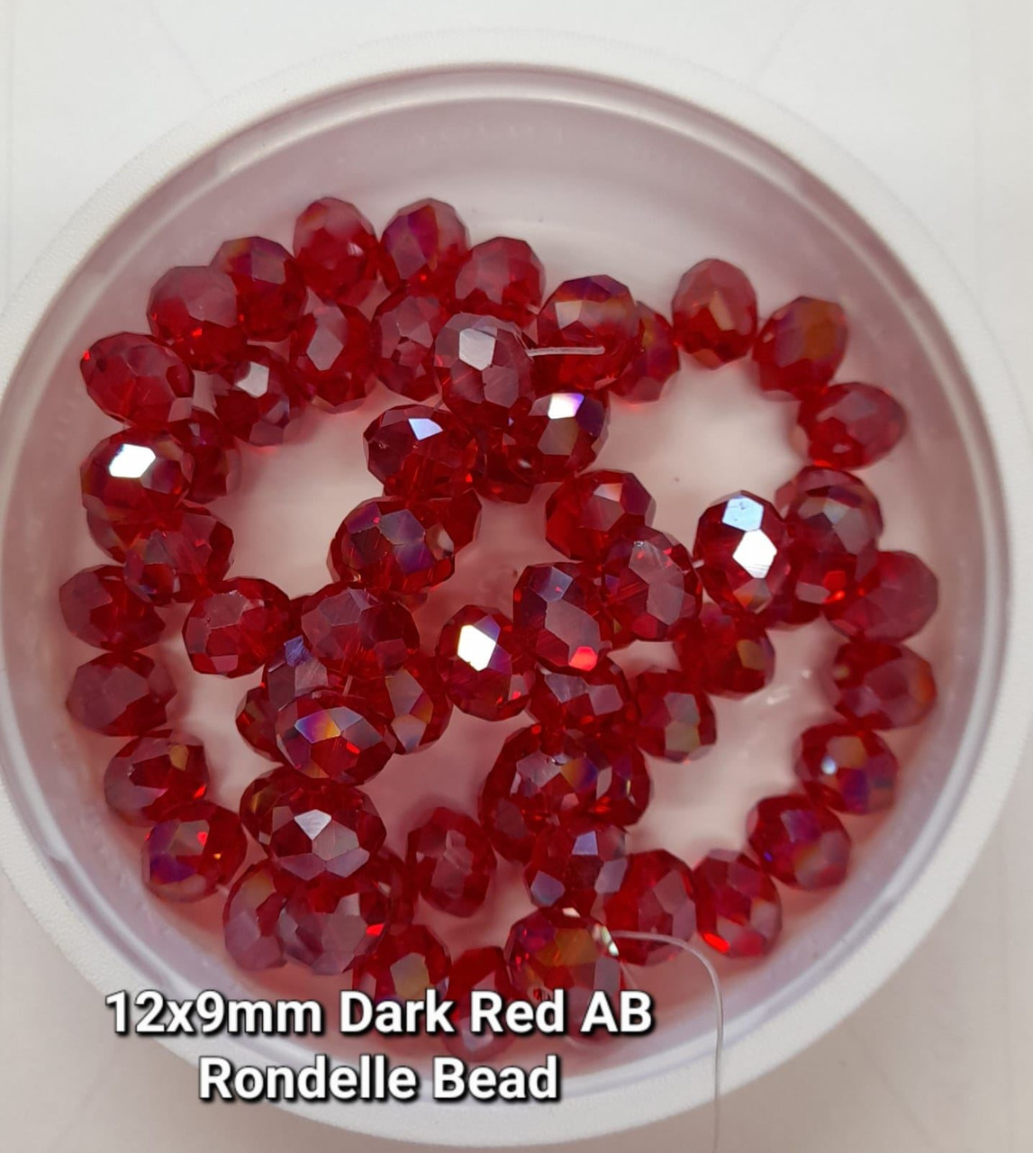 Dark Red AB 12x9mm Faceted Glass Rondelles