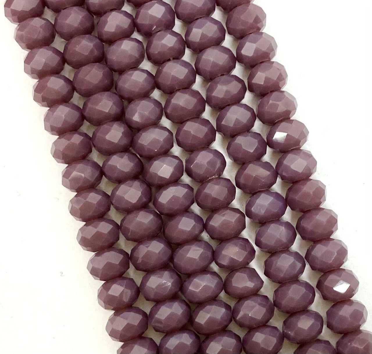8x6mm Faceted Glass Rondelles - PURPLE OPAQUE - approx 72 beads