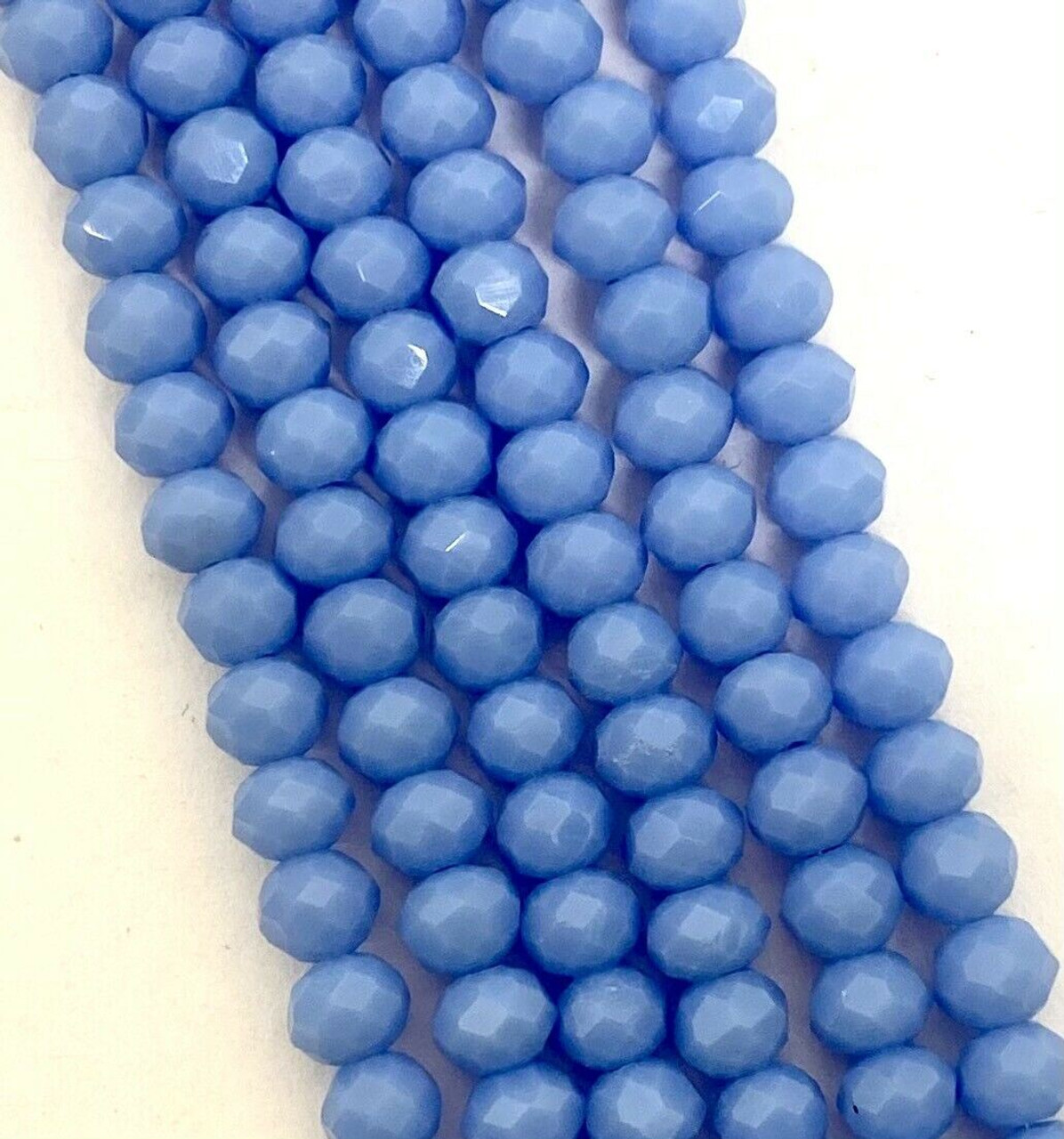 8x6mm Faceted Glass Rondelles - LIGHT BLUE OPAQUE - approx 72 beads