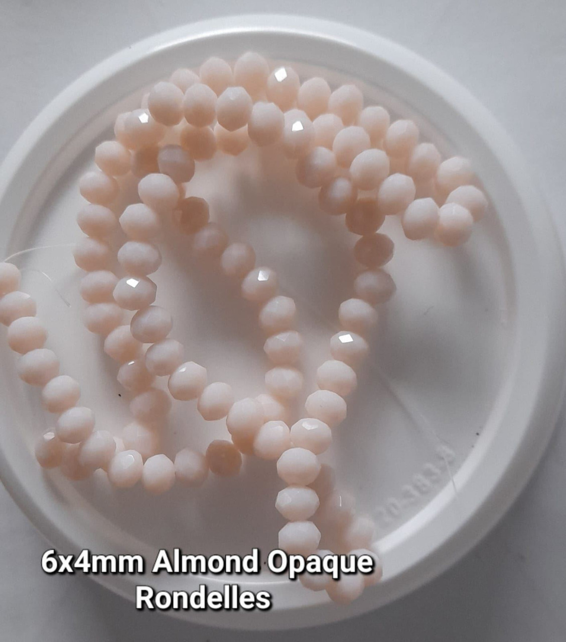 Almond Opaque 6x4mm Faceted Glass Rondelles