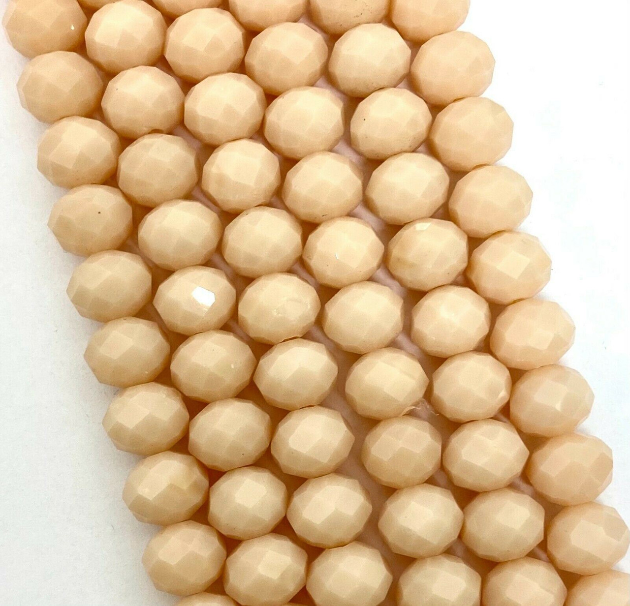 6x4mm Faceted Glass Rondelles - PALE PEACH OPAQUE - approx 100 beads