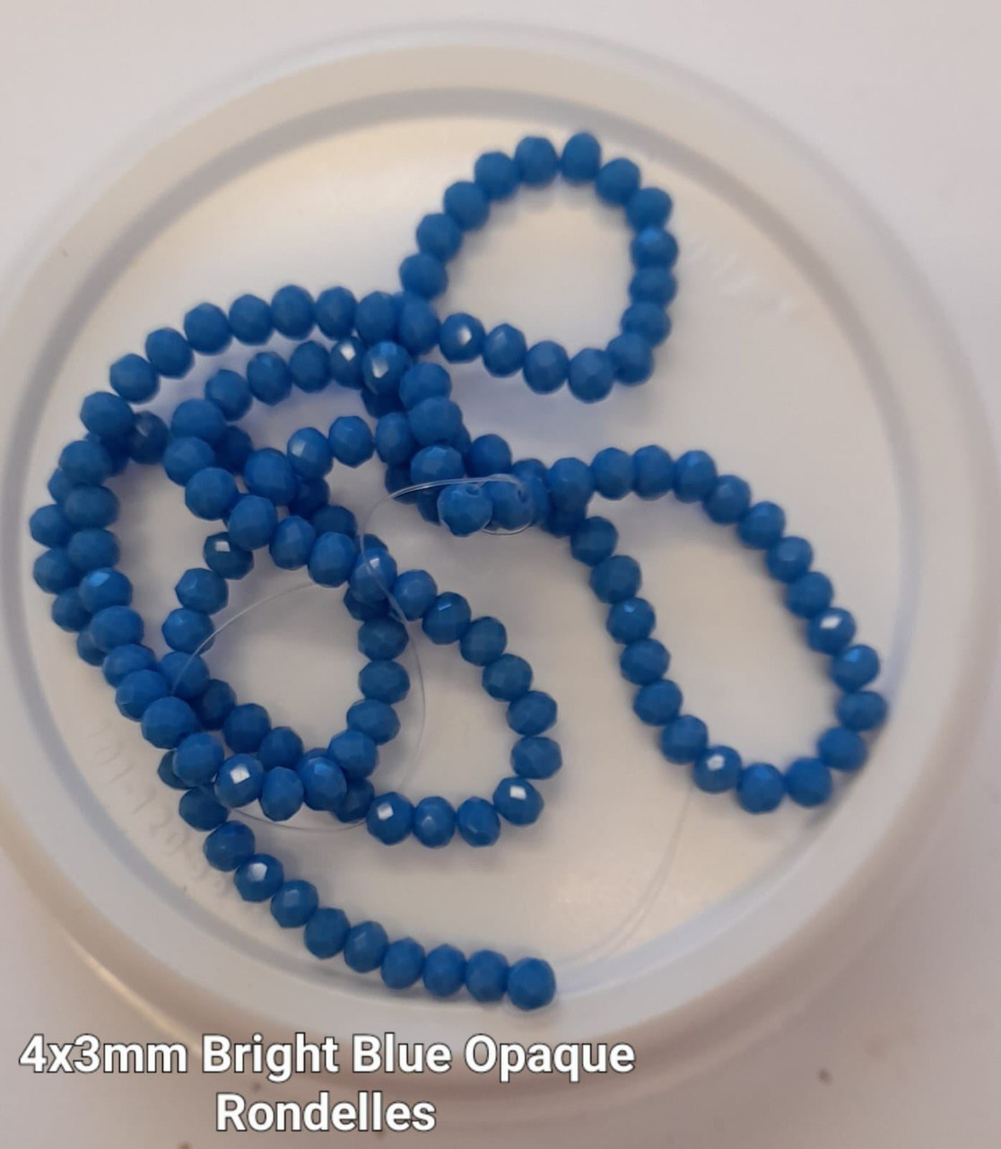 Bright Blue Opaque 4x3mm Faceted Glass Rondelles