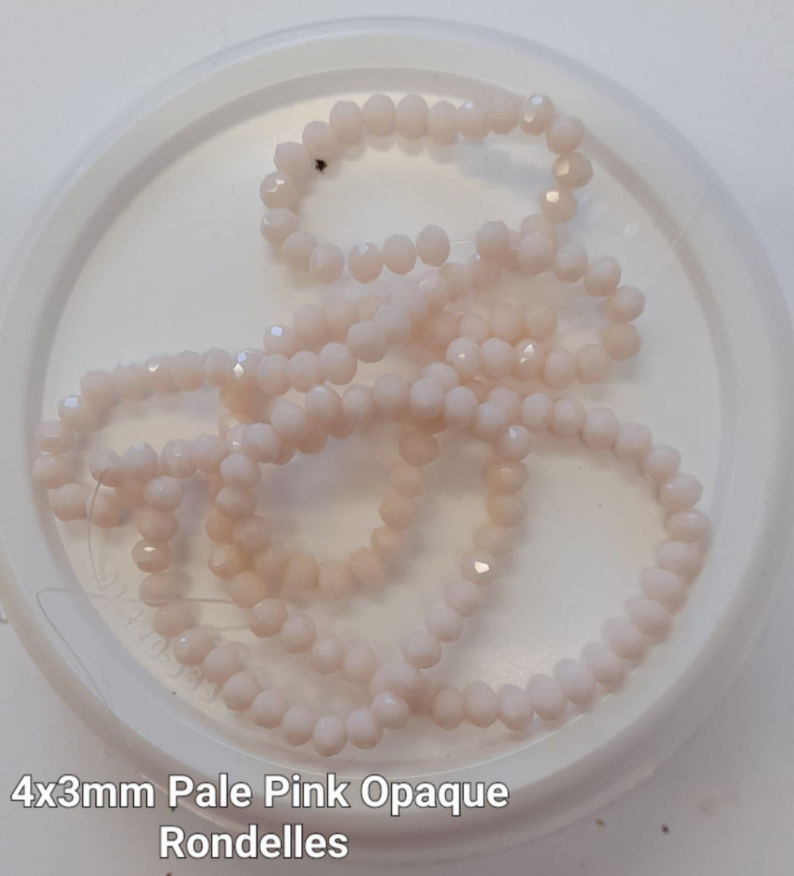Pale Pink Opaque 4x3mm Faceted Glass Rondelles
