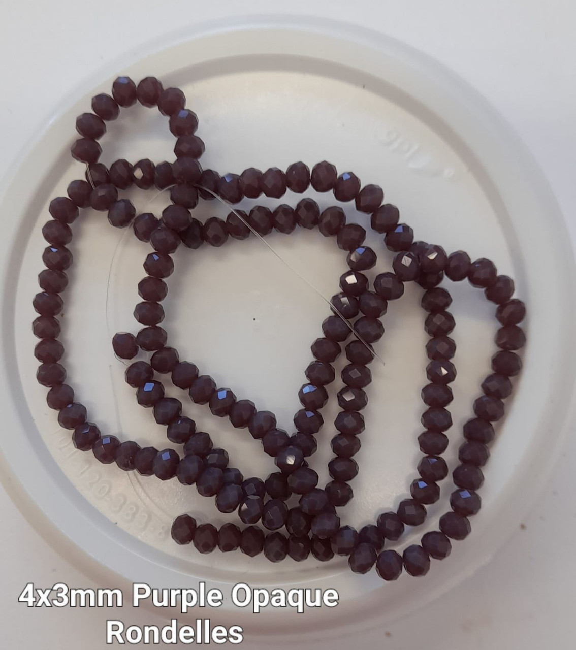 Purple Opaque 4x3mm Faceted Glass Rondelles