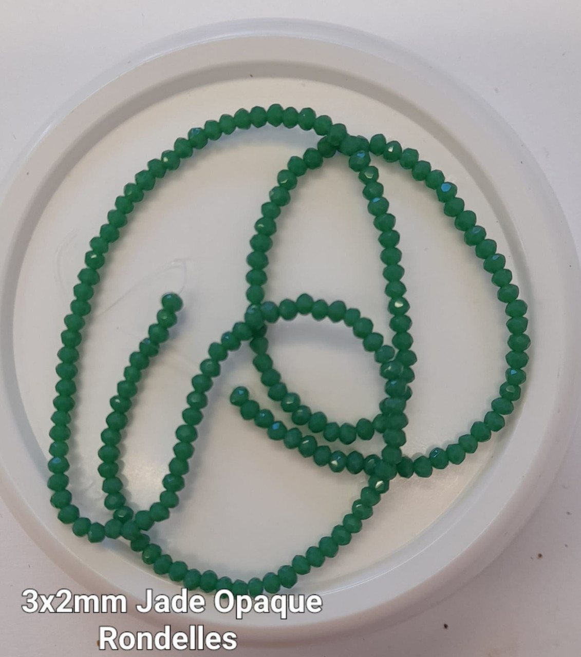 Jade Green Opaque 3x2mm Faceted Glass Rondelles