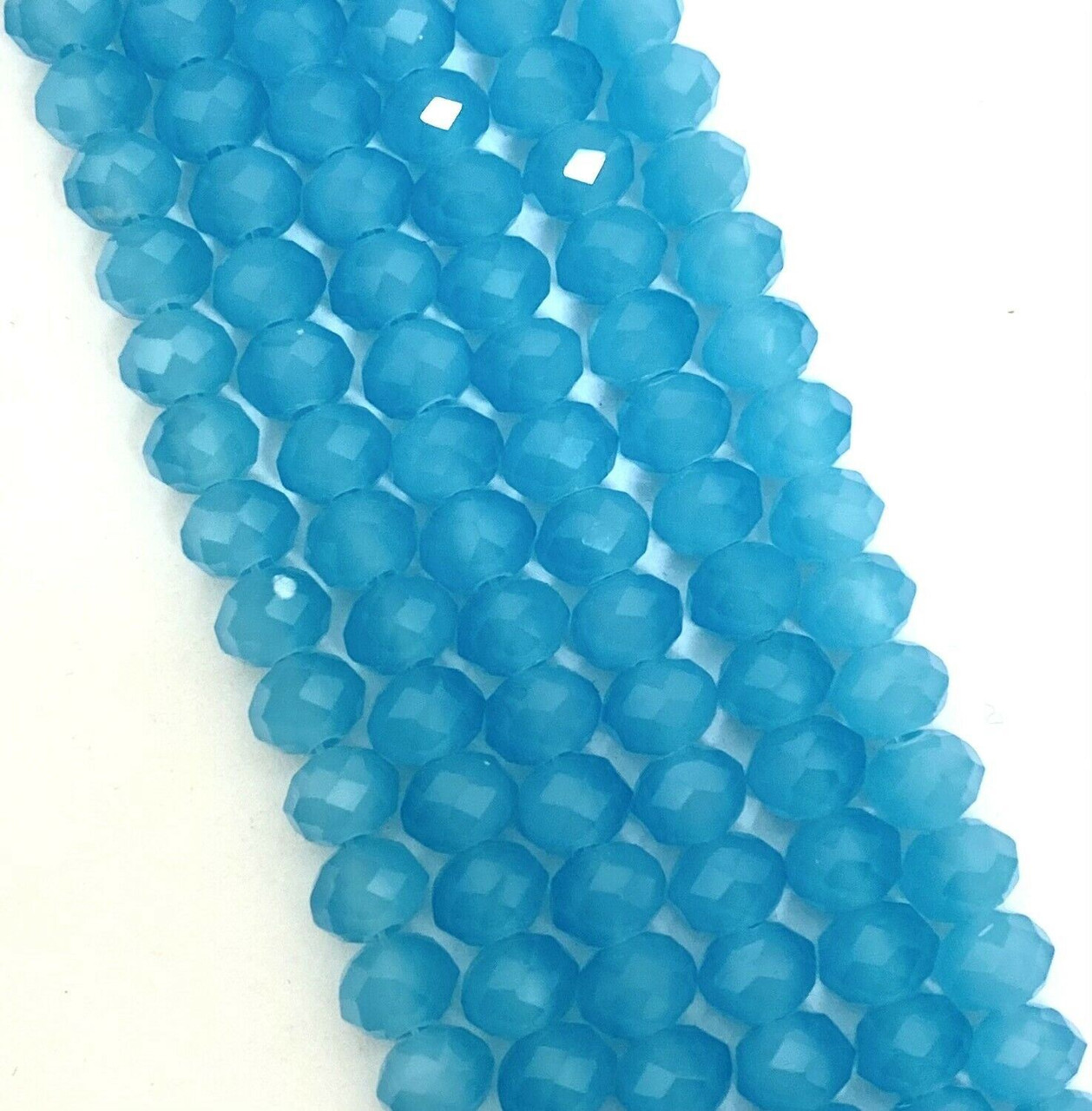 Light Turquoise Opaque 3x2mm Faceted Glass Rondelles