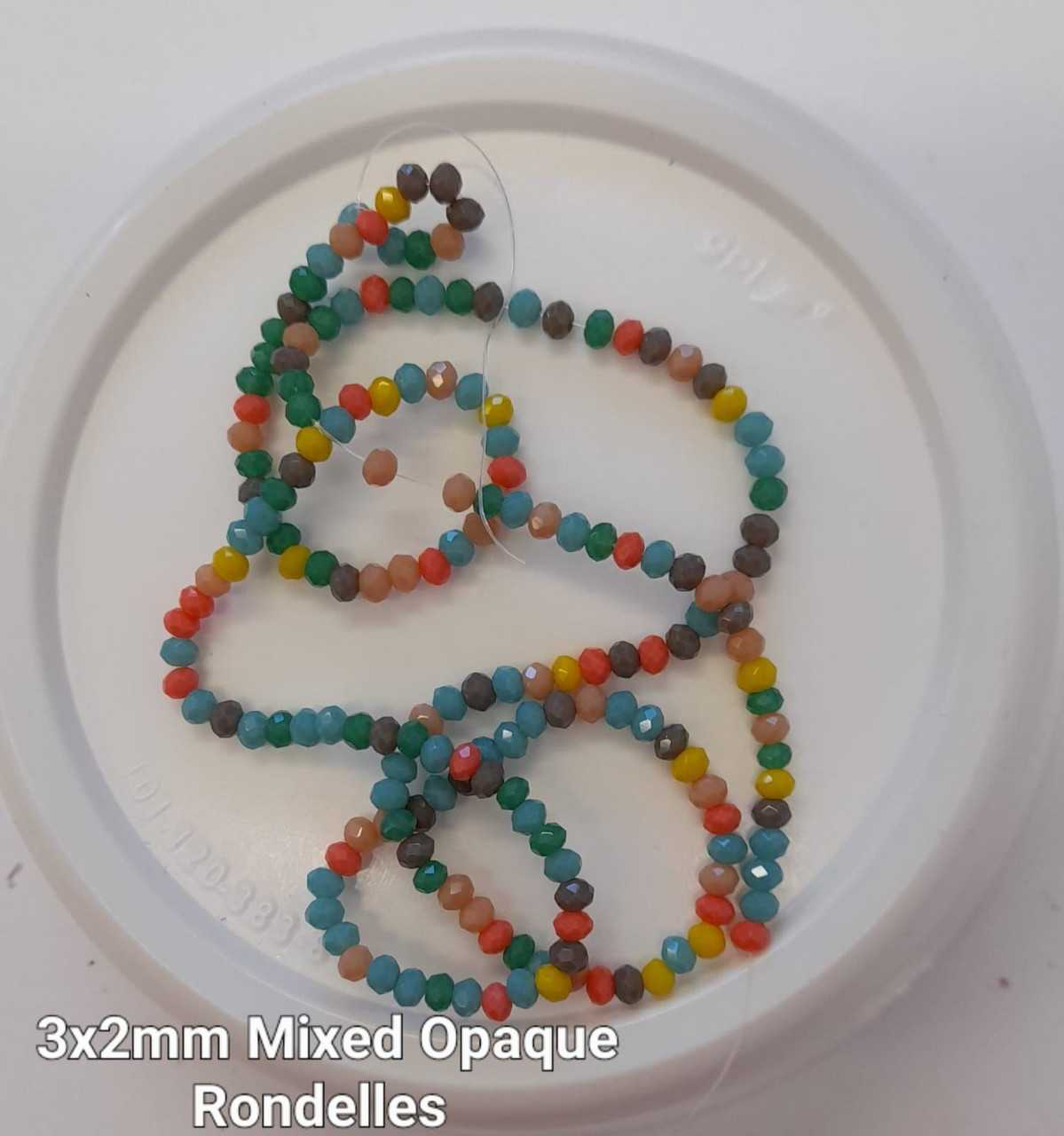 Mixed colours Opaque 3x2mm Faceted Glass Rondelles